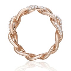 0.57cttw Pave Set Diamond Chain Link Band Ring 18k Rose Gold