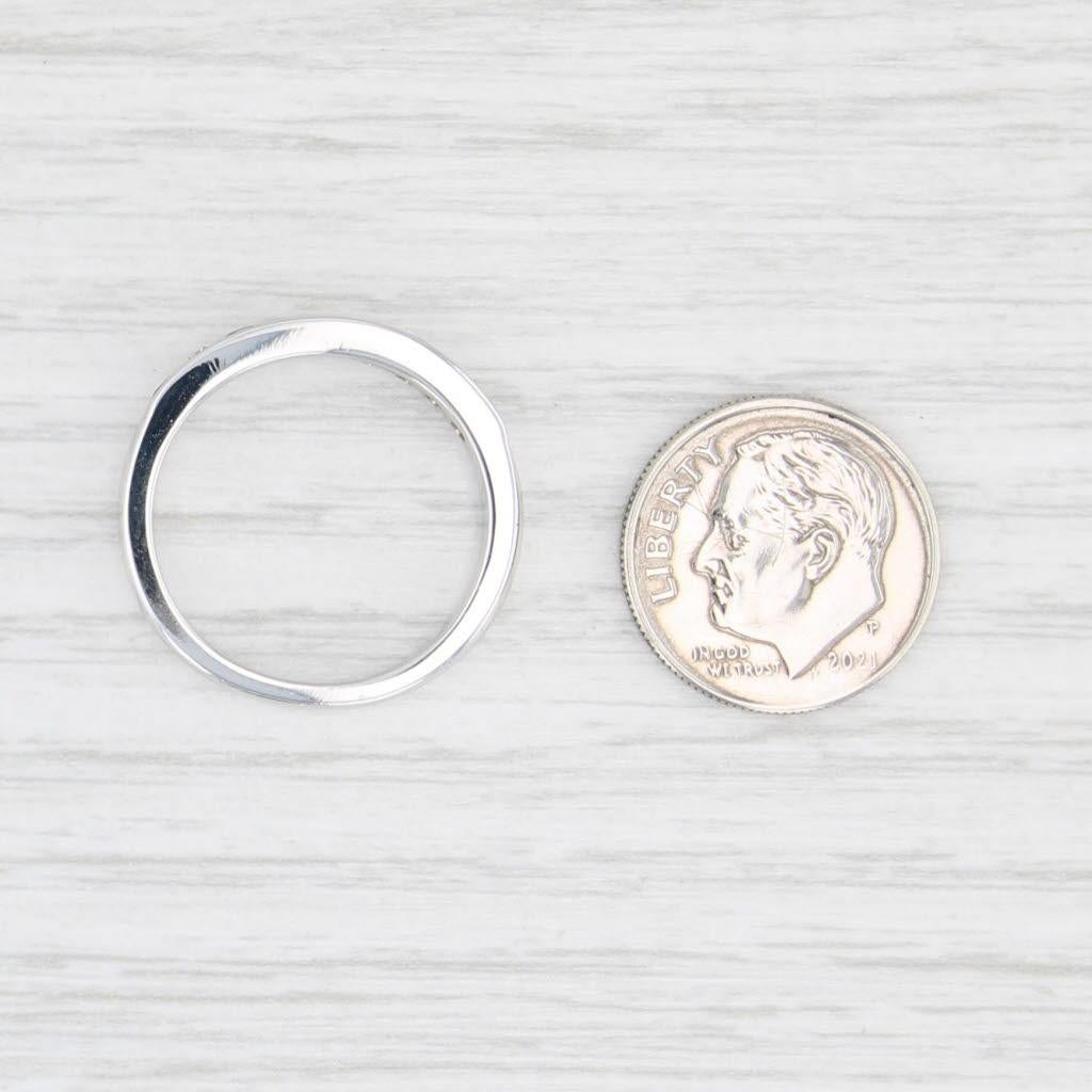 0.57ctw Blue Sapphire Diamond Wedding Band 14k White Gold Sz 8.25 Stackable Ring in vendita 2