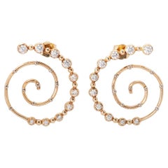 0.57 Carat Diamond Spiral Earrings in 14K Yellow Gold