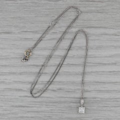 0.57ctw Princess Diamond Pendant Necklace 14k White Gold Adjustable Curb Chain