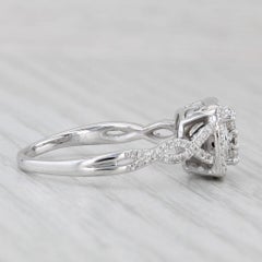 0.57ctw Round Diamond Halo Engagement Ring 14k White Gold Size 10