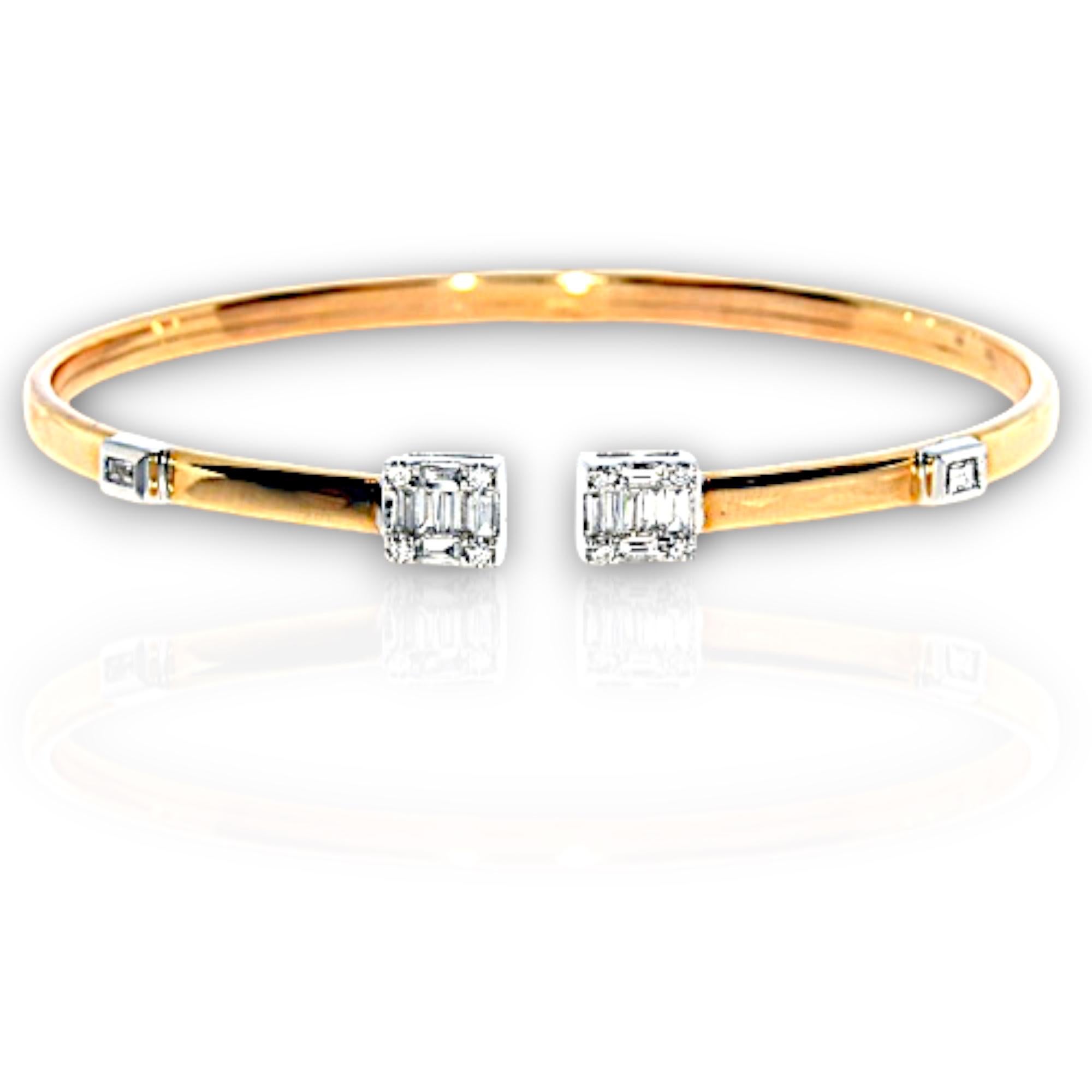 0,58 Karat Baguette-Diamant-Armreif aus Rosé- und Weißgold im Zustand „Neu“ im Angebot in New York, NY