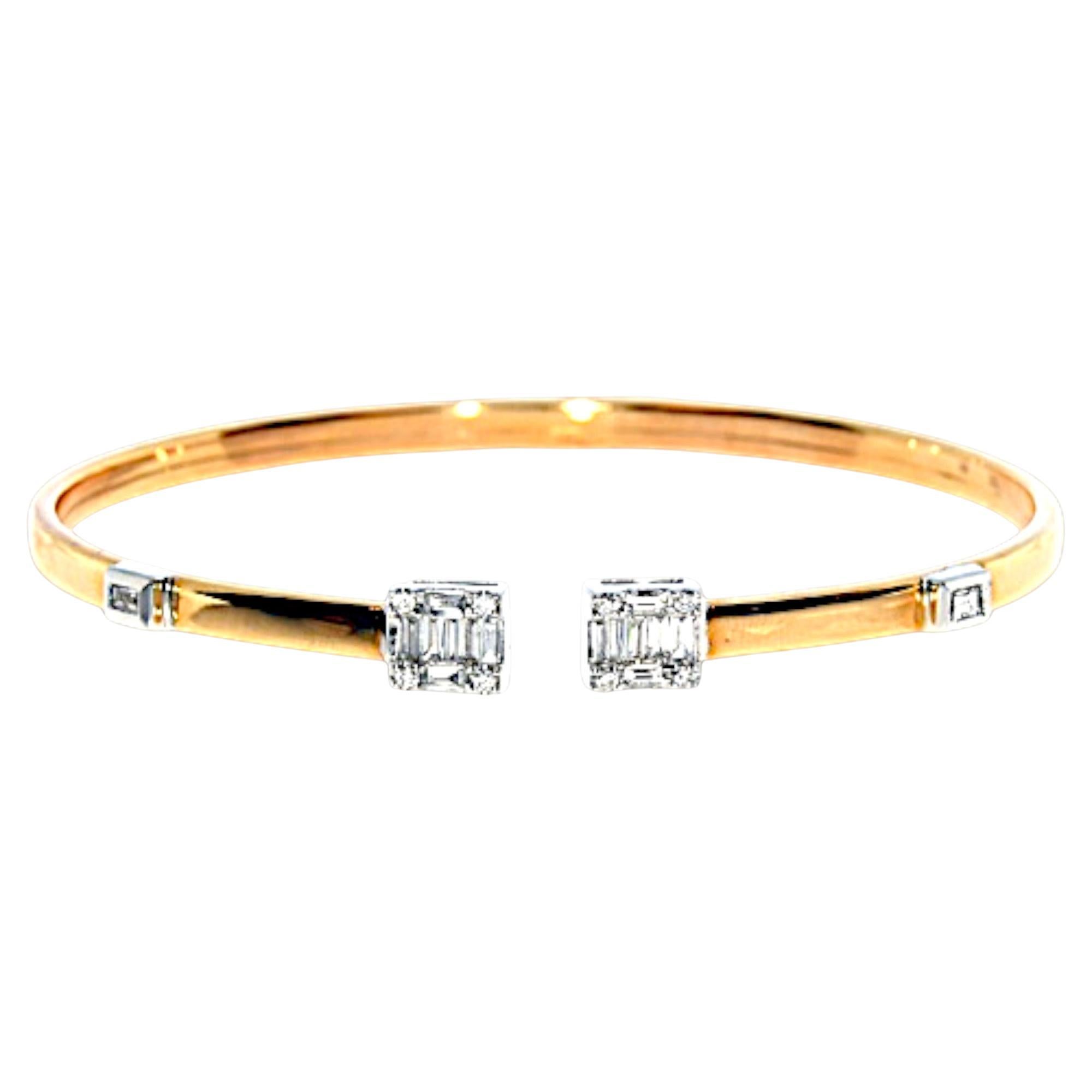 0,58 Karat Baguette-Diamant-Armreif aus Rosé- und Weißgold im Angebot