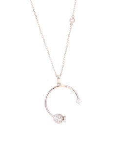 Ciondolo con diamante da 0,58 carati Collana in oro bianco 14 carati con diamante a metro