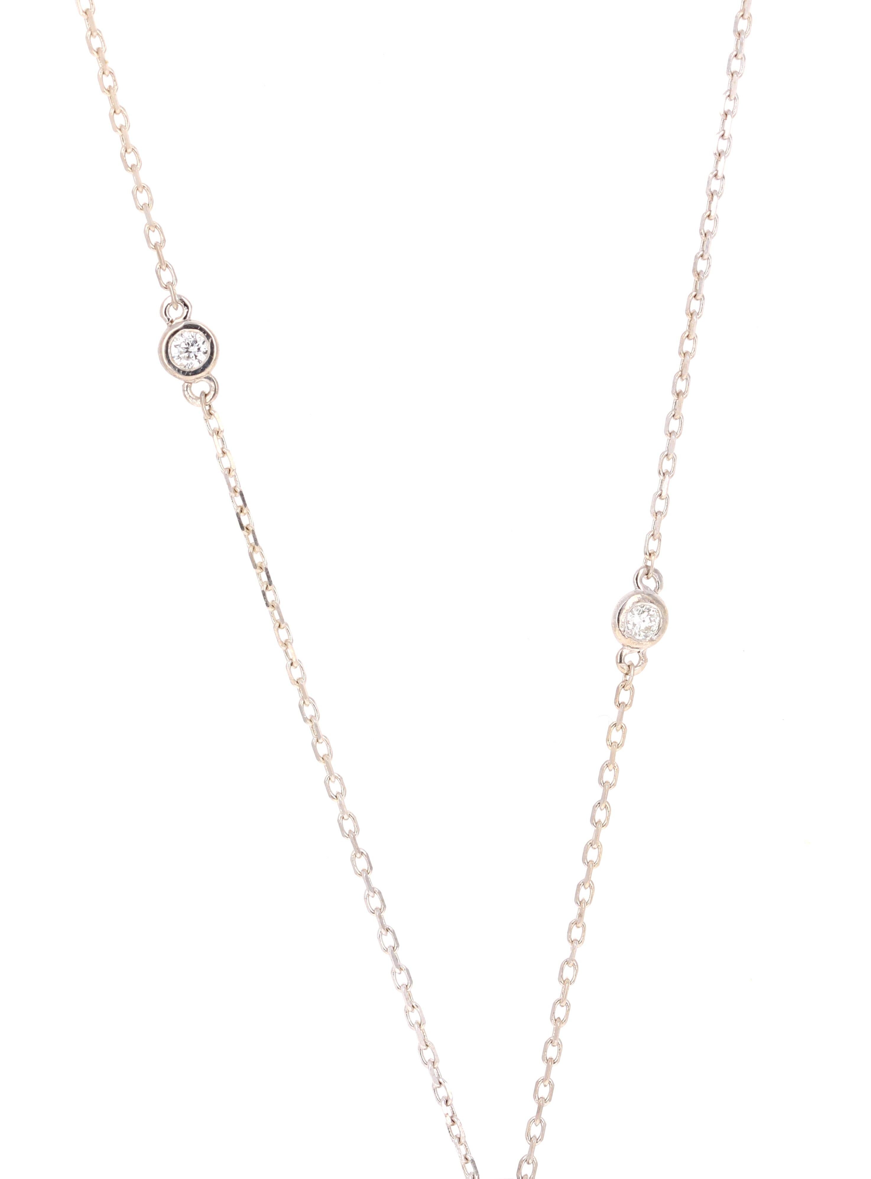 Contemporain 0.58 Carat Diamond Pendant 14 Karat White Gold Diamond by Yard Necklace (Collier de diamants par Yard) en vente