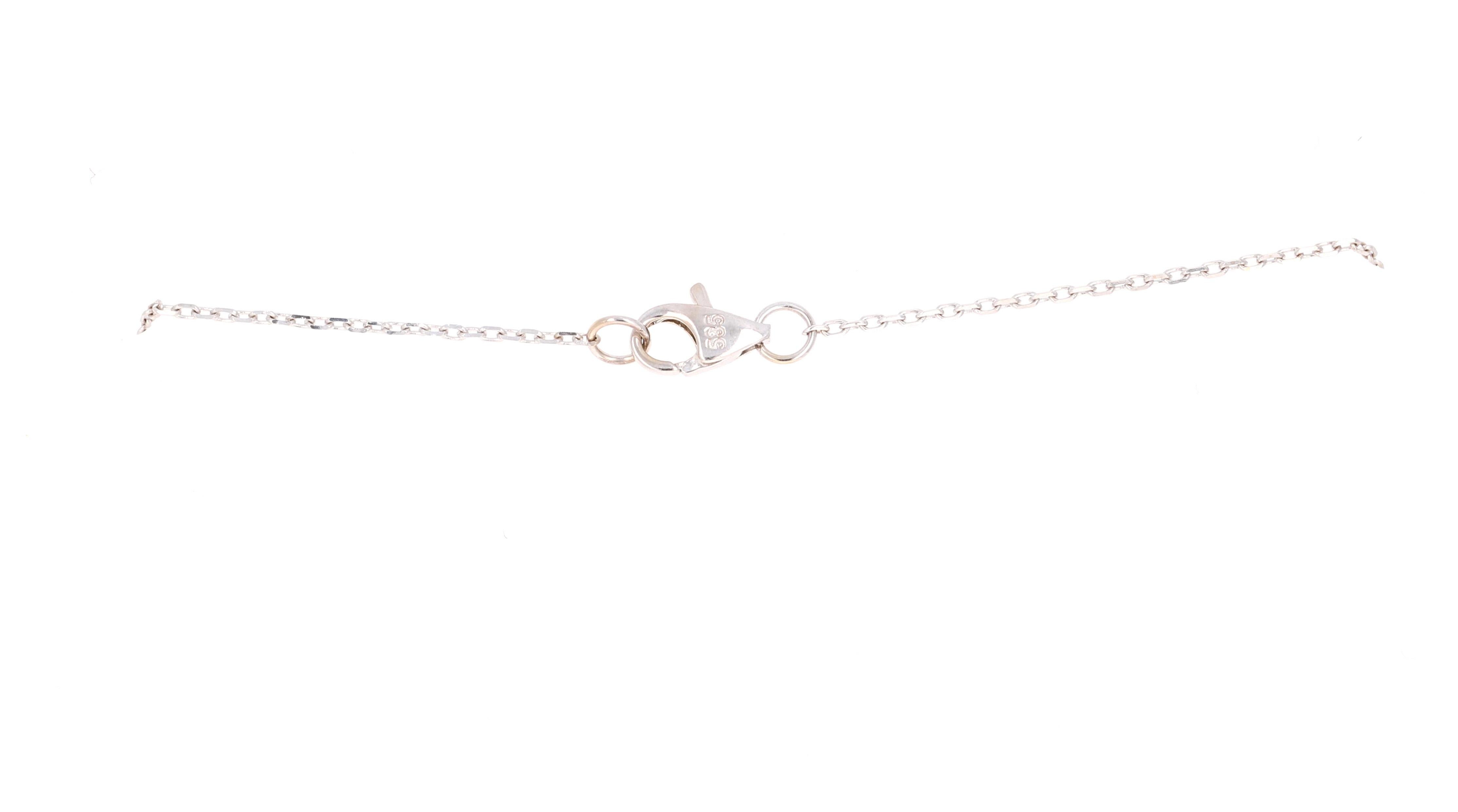Taille ronde 0.58 Carat Diamond Pendant 14 Karat White Gold Diamond by Yard Necklace (Collier de diamants par Yard) en vente