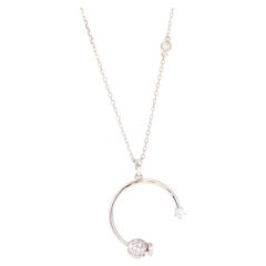 0.58 Carat Diamond Pendant 14 Karat White Gold Diamond by Yard Necklace