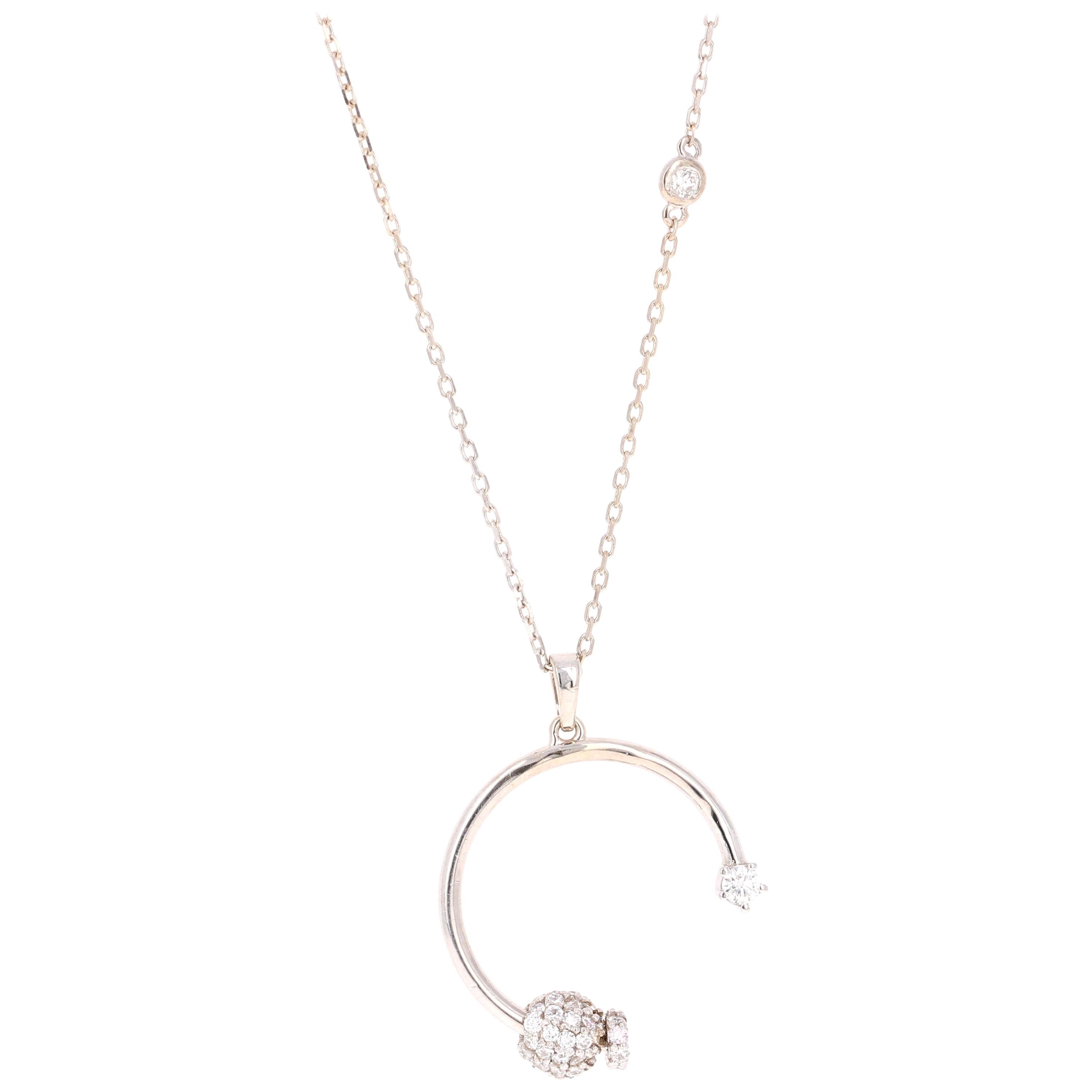 0.58 Carat Diamond Pendant 14 Karat White Gold Diamond by Yard Necklace (Collier de diamants par Yard) en vente