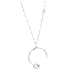 0.58 Carat Diamond Pendant 14 Karat White Gold Diamond by Yard Necklace