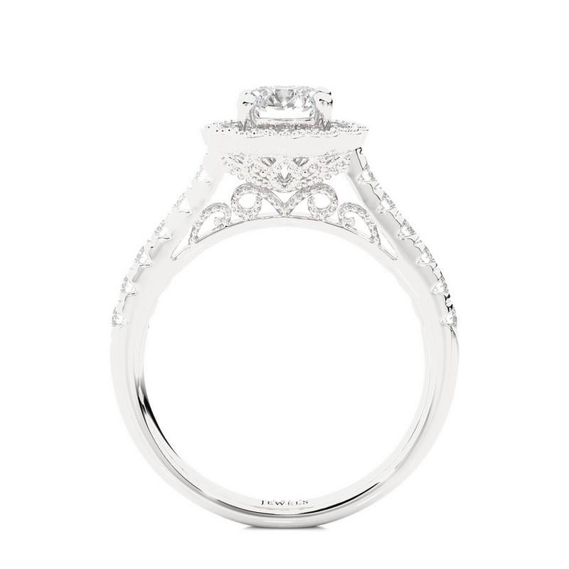 Round Cut 0.58 Carat Diamond Vow Collection Ring in 14K White Gold For Sale