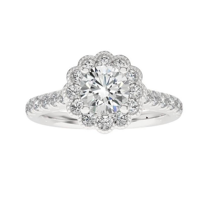 0.58 Carat Diamond Vow Collection Ring in 14K White Gold For Sale