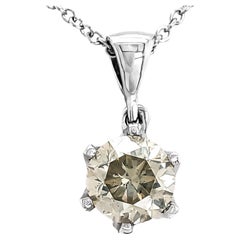 0.58 Carat Light Yellowish Gray Diamond Pendant Necklace