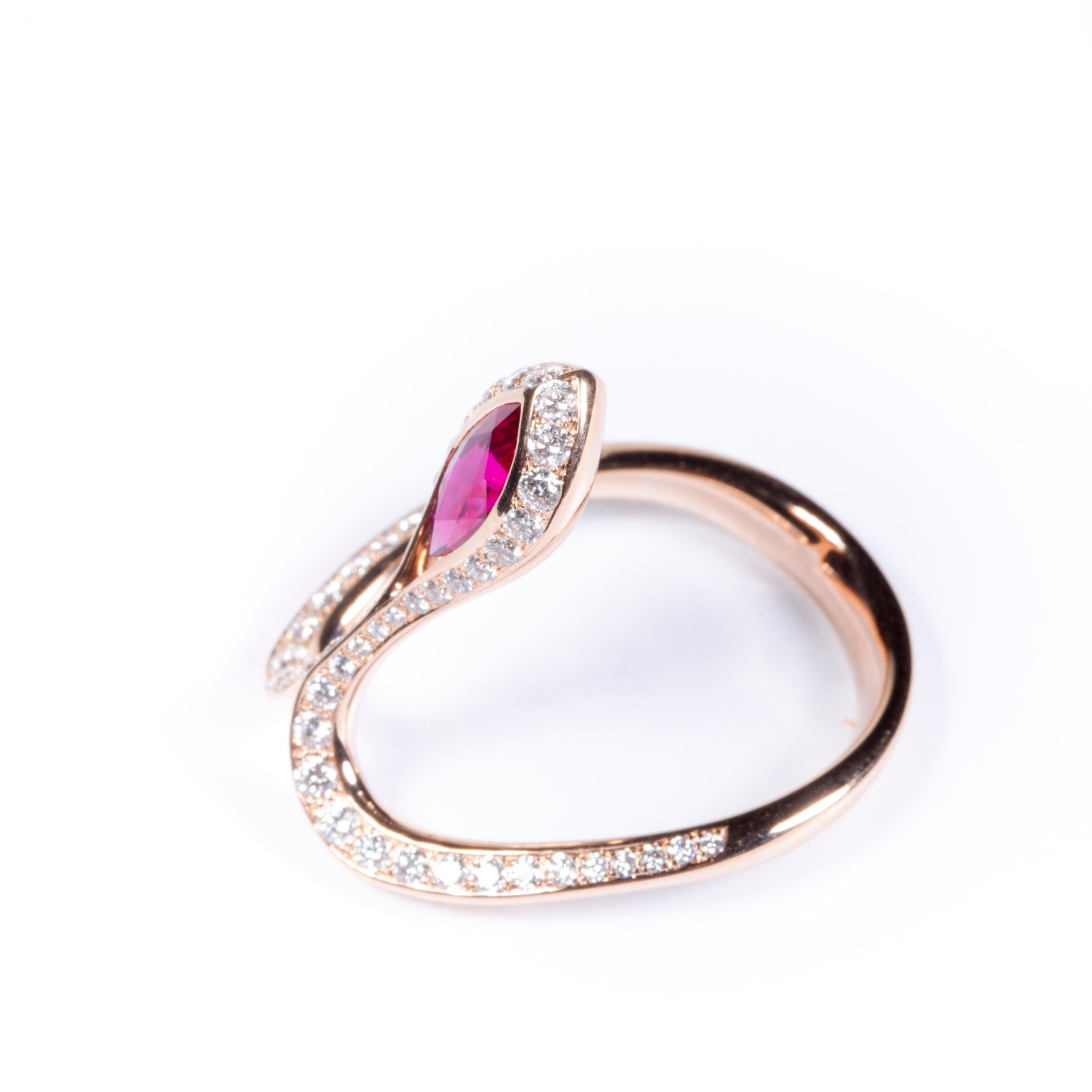 Contemporary 0.58 Carat Marquise Ruby Royale Ring For Sale