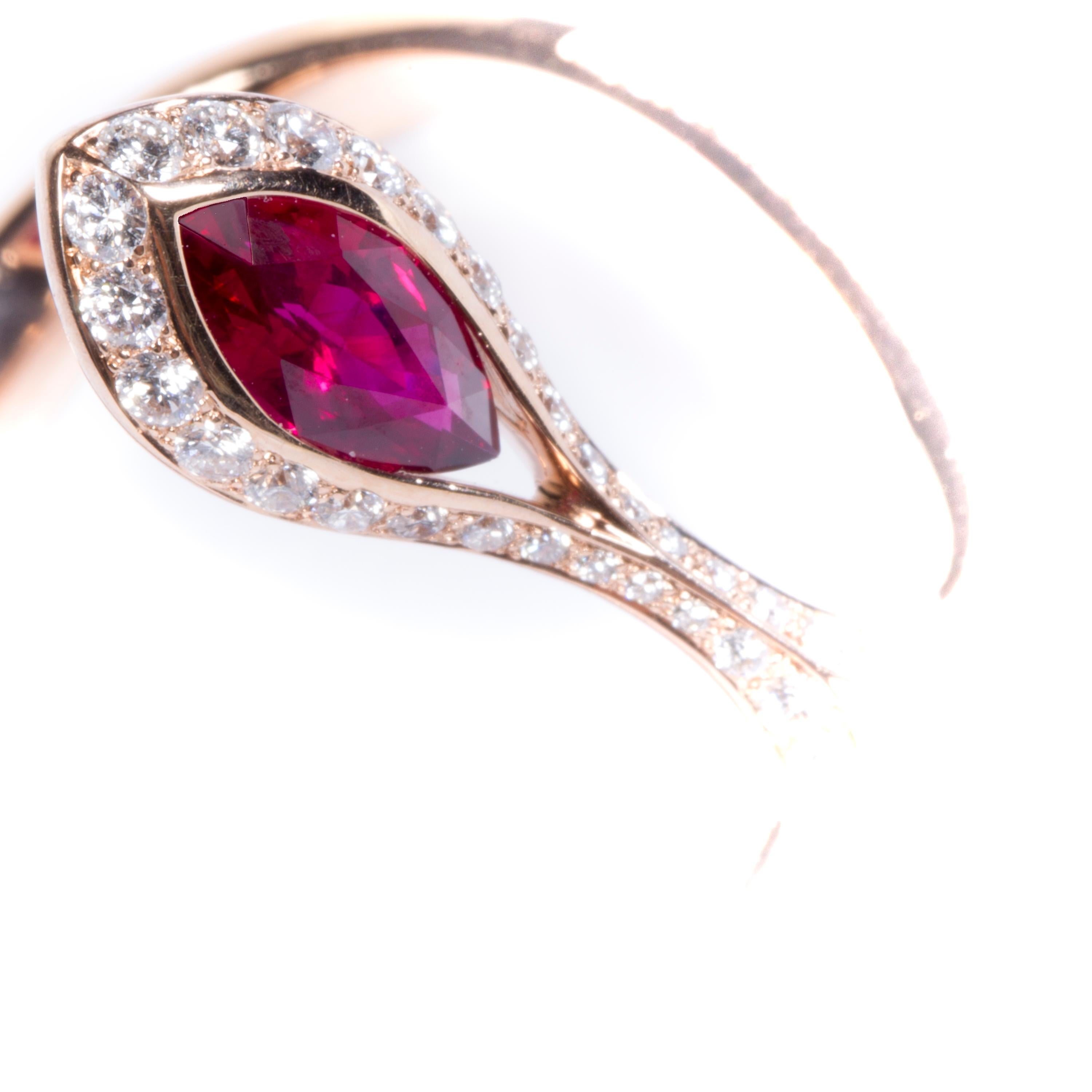 Women's 0.58 Carat Marquise Ruby Royale Ring For Sale