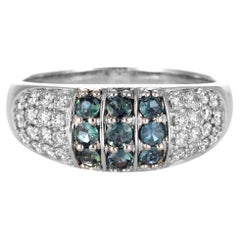Bague en or blanc 18 carats, alexandrite naturelle de 0,58 carat et diamants
