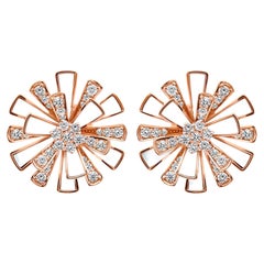 0.58 Carat Natural Diamond Mother of Pearl Starburst Earrings 18K Rose Gold