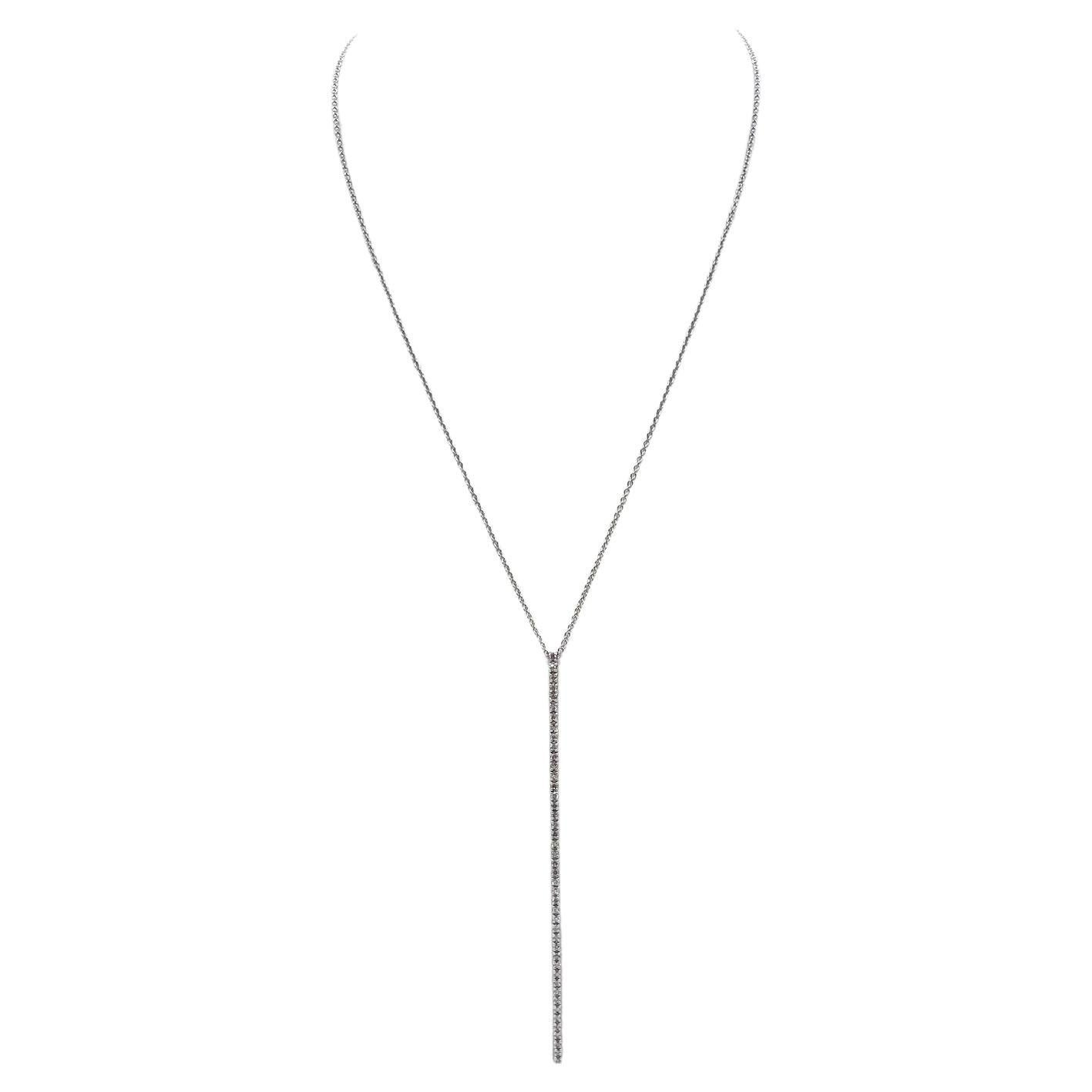 0.58 Carat Natural Diamond Tennis Drop Necklace in 14K White Gold 23"