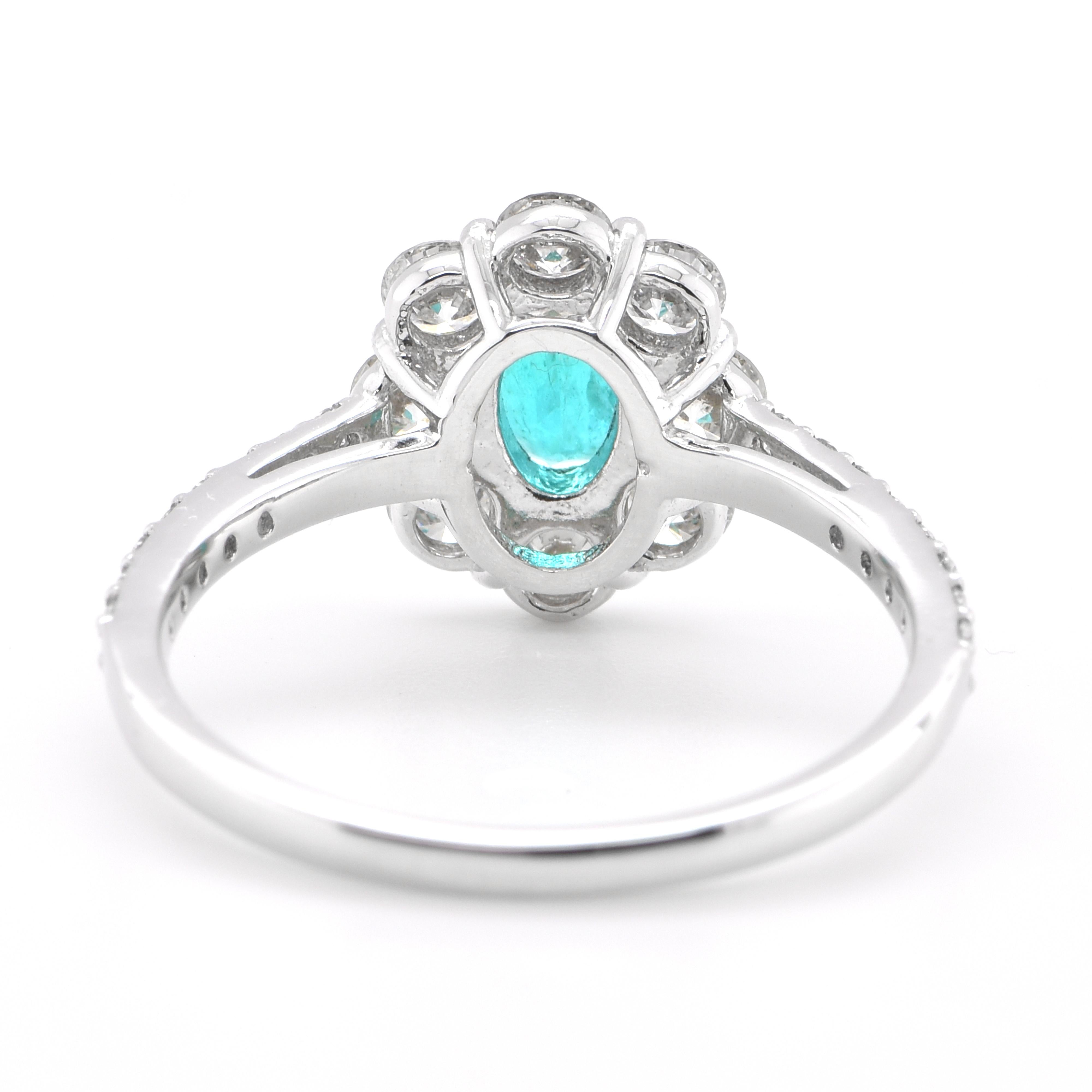 Verlobungsring mit 0,58 Karat natürlichem Paraiba-Turmalin und Diamant Damen