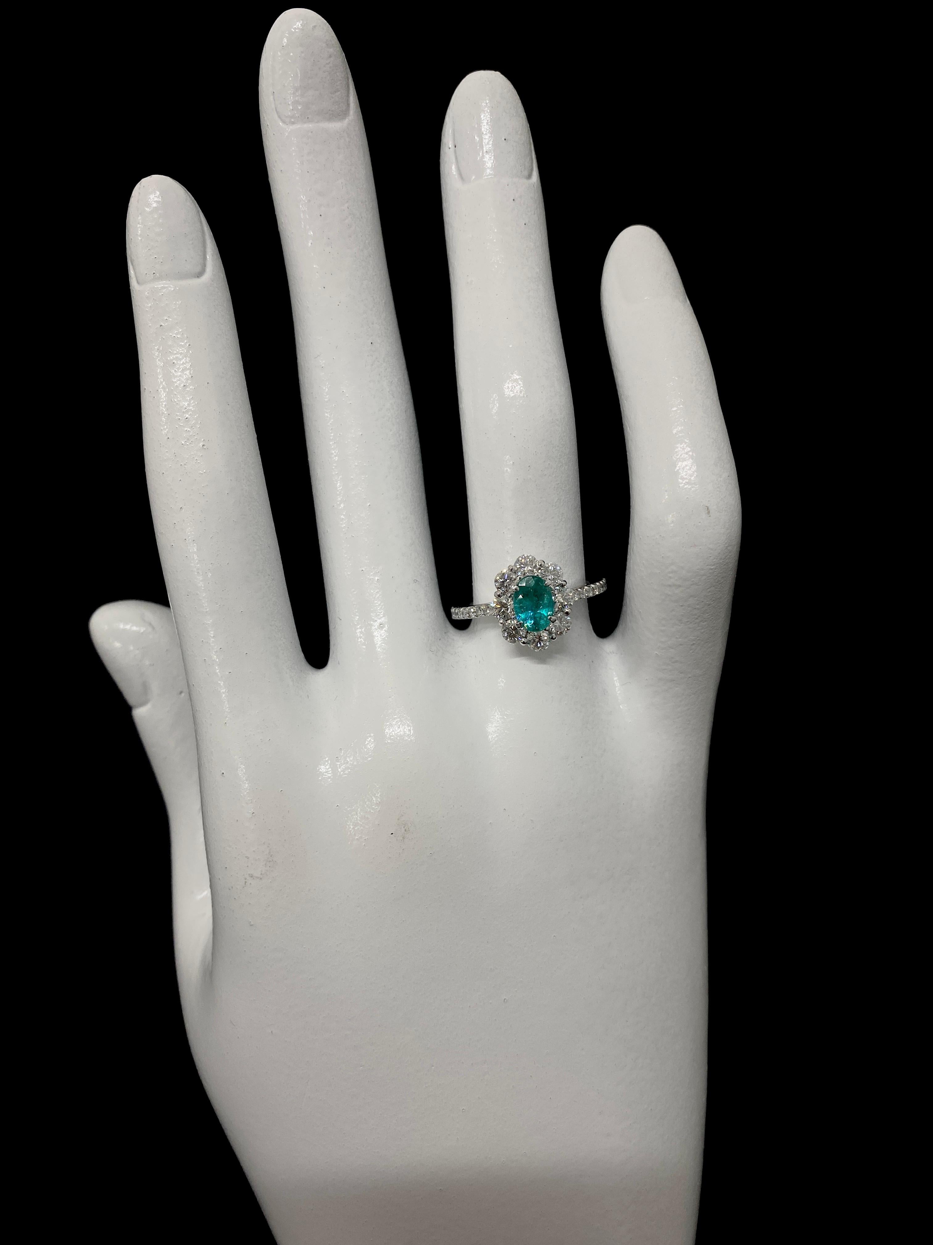 Verlobungsring mit 0,58 Karat natürlichem Paraiba-Turmalin und Diamant 1