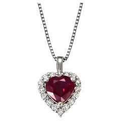 0.58 Carat Natural Pigeons-Blood Red Ruby and Diamond Pendant Made in Platinum