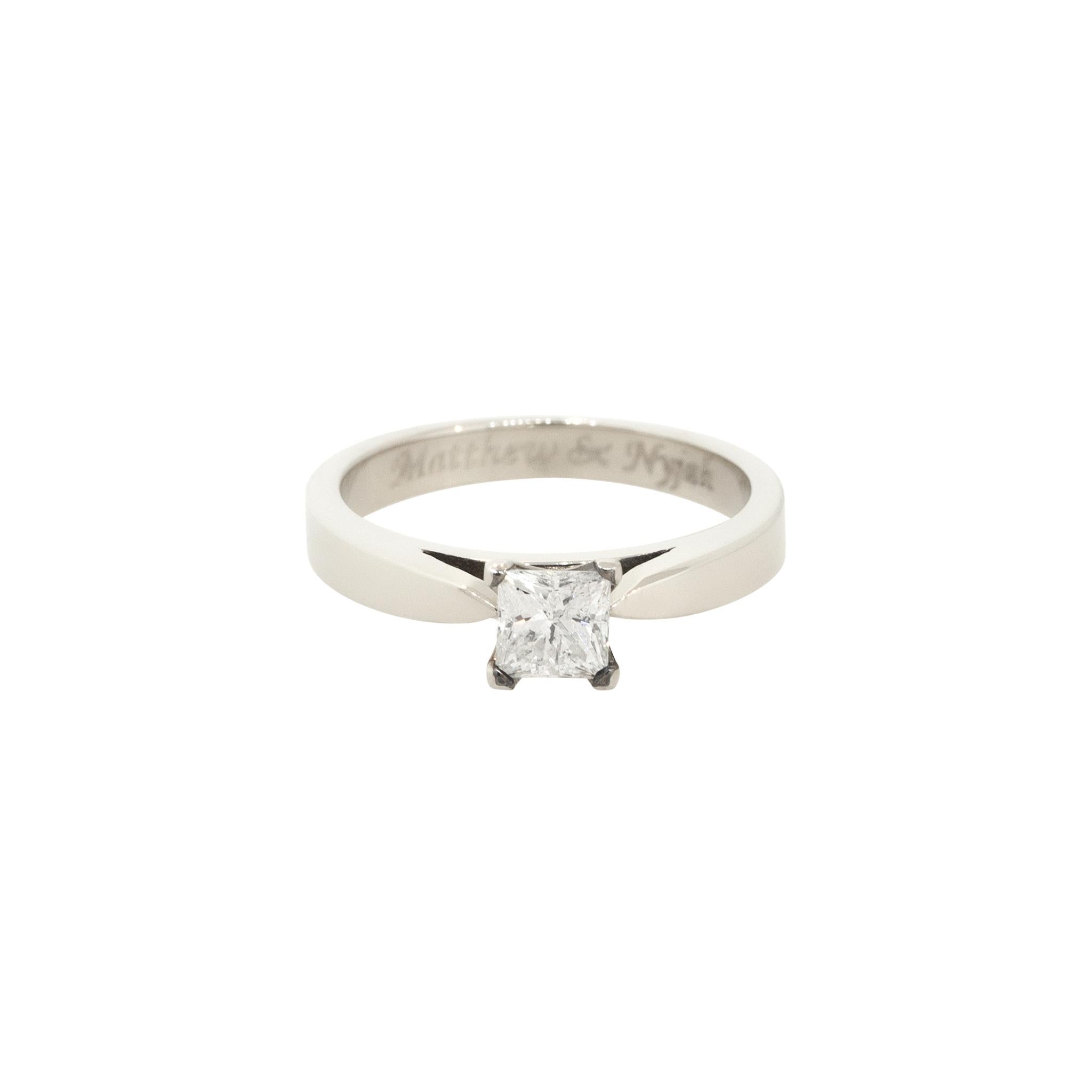 0.58 Carat Princess Cut Diamond Solitaire Engagement Ring 14 Karat in Stock For Sale 1