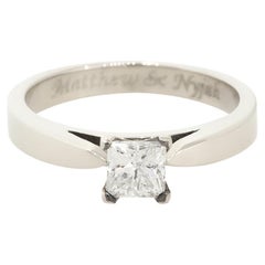 Bague de fiançailles solitaire en or 14 carats avec diamant taille princesse de 0,58 carat