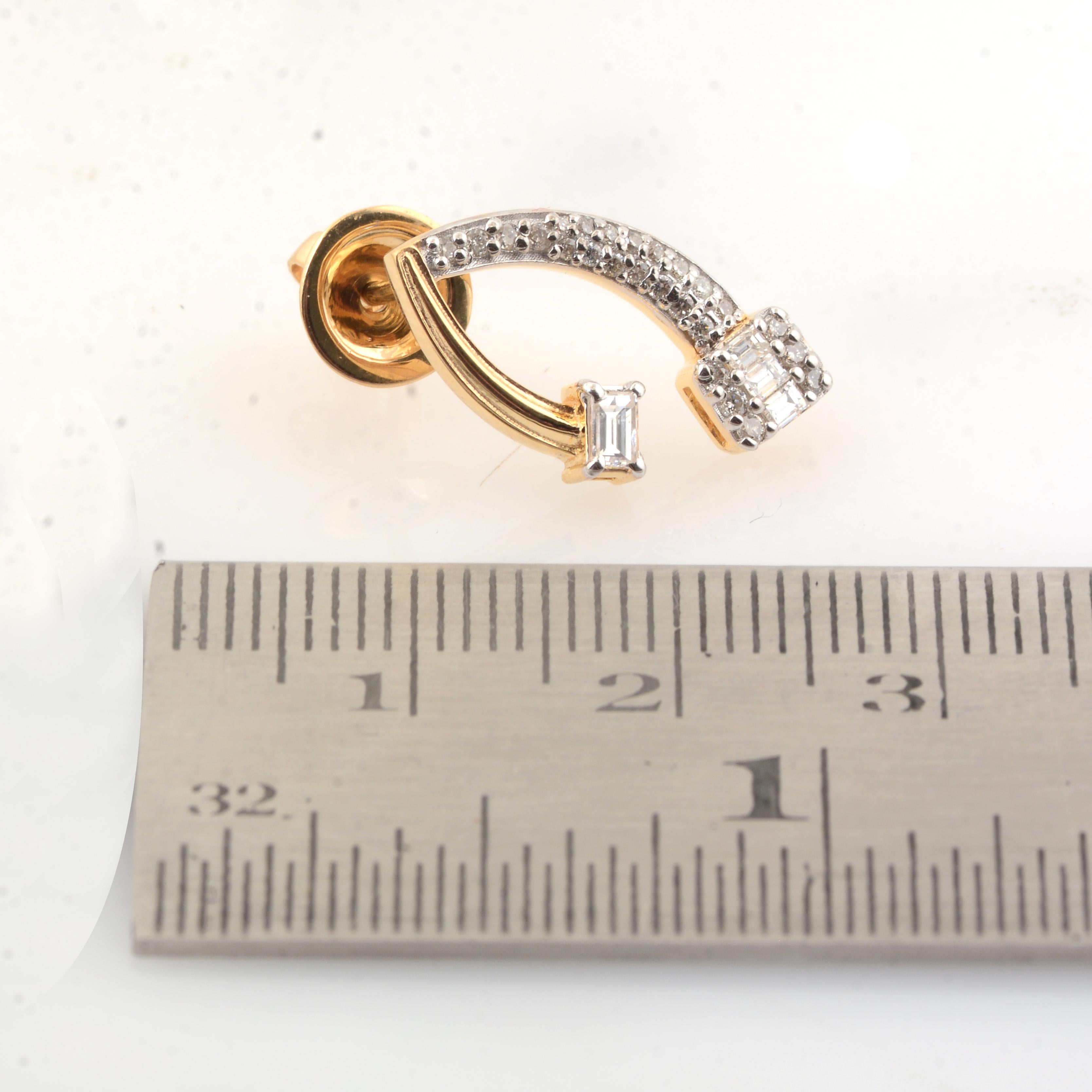 0,58 Karat SI Reinheit HI Farbe Baguette-Diamant-Ohrringe 18 Karat Gelbgold (Baguetteschliff) im Angebot