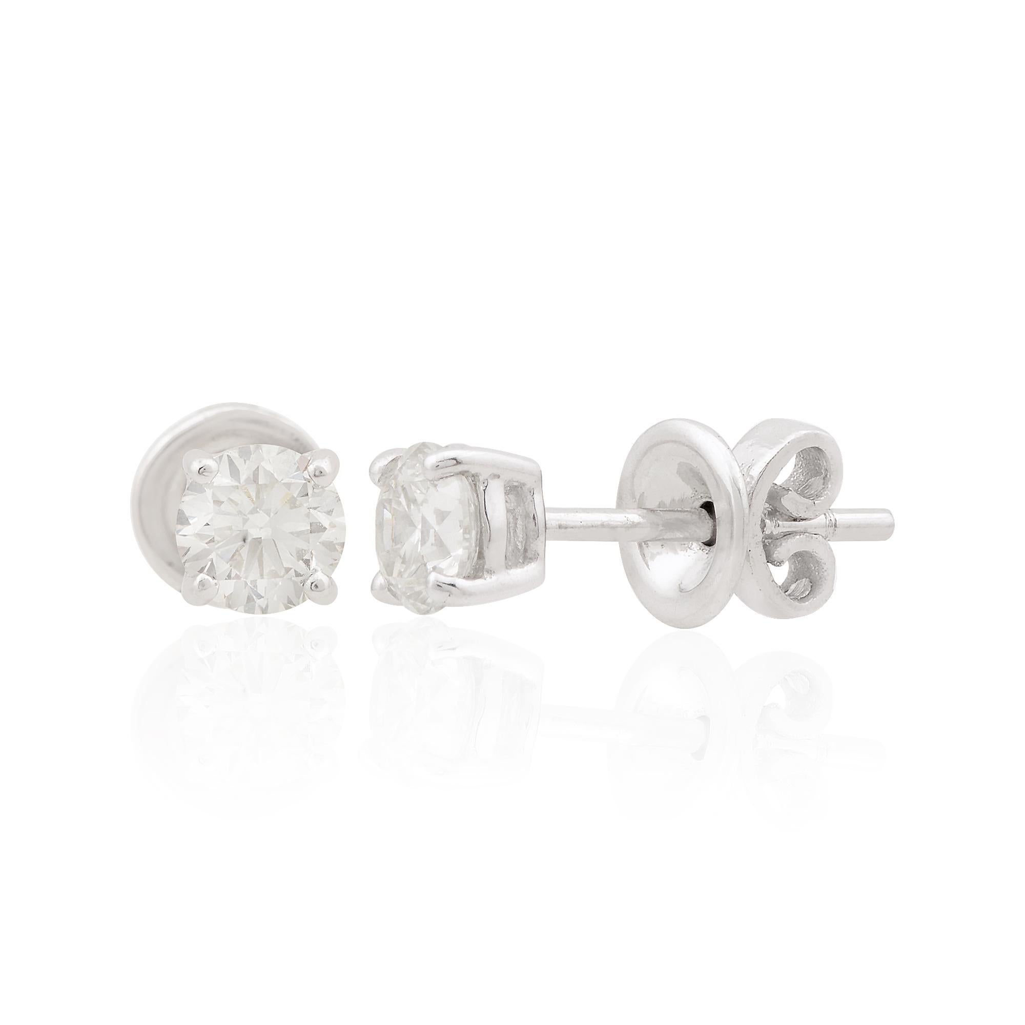 Item Code :- STE-1074
Gross Wt. :- 1.13 gm
10k Solid White Gold Wt. :- 1.01 gm
Diamond Wt. :- 0.58 Ct. ( AVERAGE DIAMOND CLARITY SI1-SI2 & COLOR H-I )
Earrings Size :- 5 mm approx.

✦ Sizing
.....................
We can adjust most items to fit your