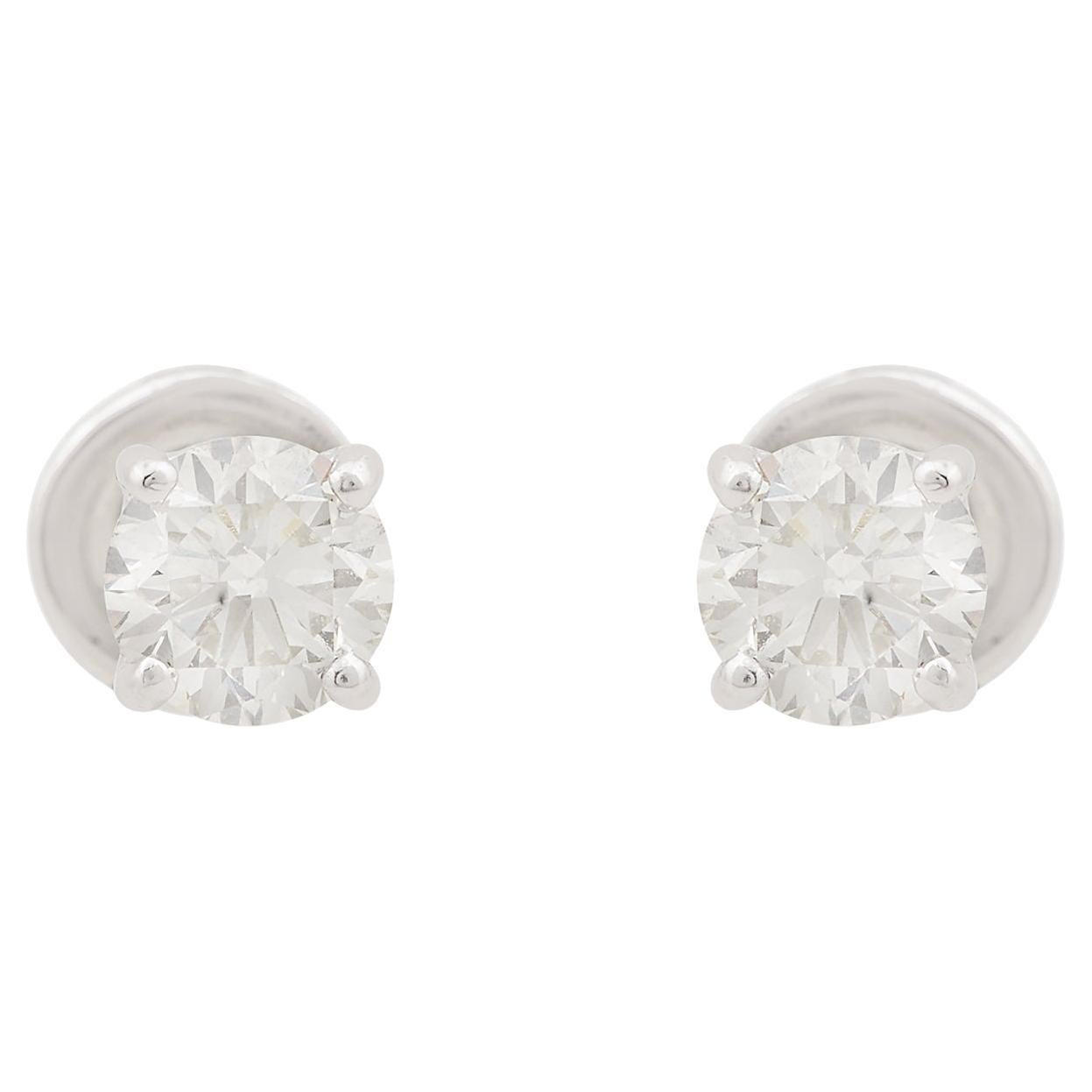 0,58 Karat SI Reinheit HI Farbe Solitär Runde Diamant-Ohrringe 10k Weißgold
