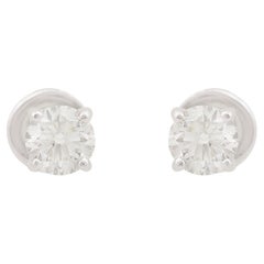 0,58 Karat SI Reinheit HI Farbe Solitär Runde Diamant-Ohrringe 10k Weißgold