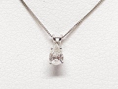 0.58 Carat White Gold Necklace Diamond Pear Shape Solitaire Pendant