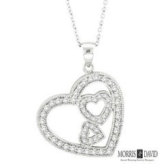 0.58 Carat Natural Diamond Heart Necklace Pendant 14 Karat White Gold G SI