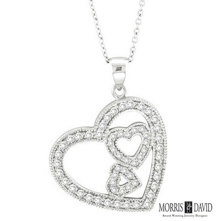Carat Natural Diamond Heart Necklace Pendant 14 Karat White