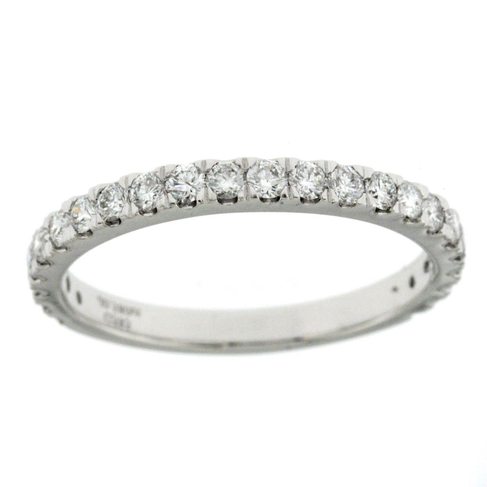 0.58 Carat Natural Diamonds G SI1 in 14 Karat White Gold 3/4 Wedding Band Ring For Sale