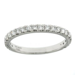 0.58 Carat Natural Diamonds G SI1 in 14 Karat White Gold 3/4 Wedding Band Ring