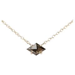 0.58CT Natural Brown Diamond Lozenge Choker Necklace in 14 Karat Yellow Gold