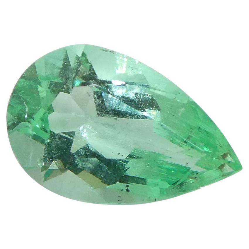 0.58ct Pear Green Emerald from Colombia For Sale