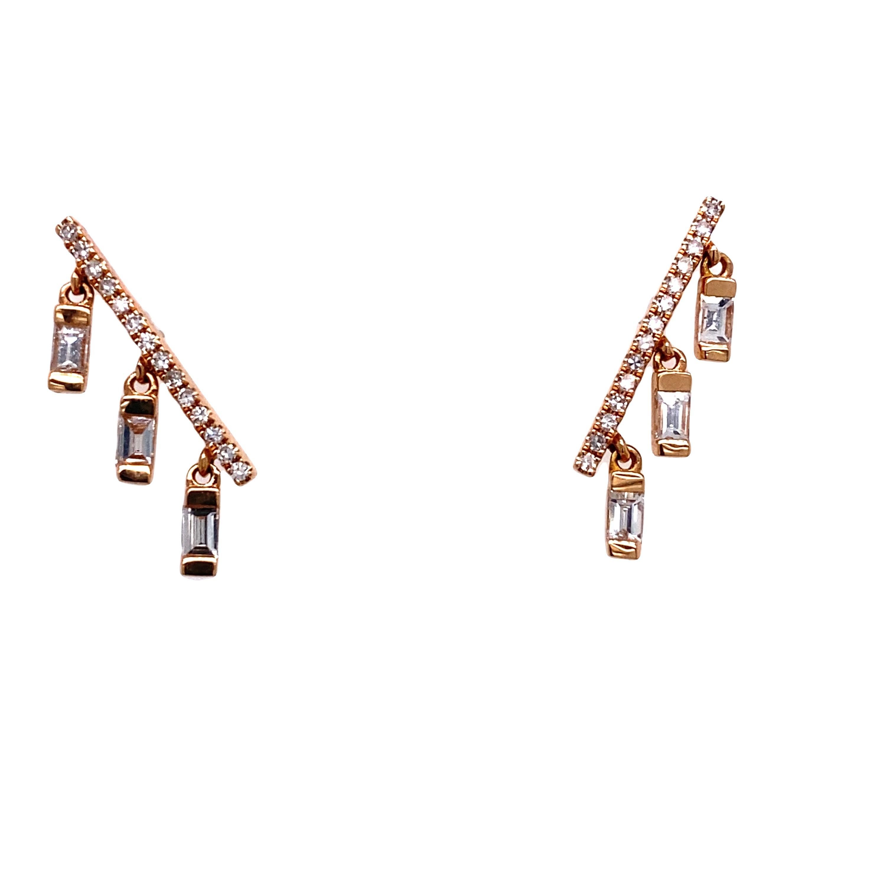 0.58ct Shay Diamond Chime Stud Earrings in 18ct Rose Gold In Excellent Condition For Sale In London, GB