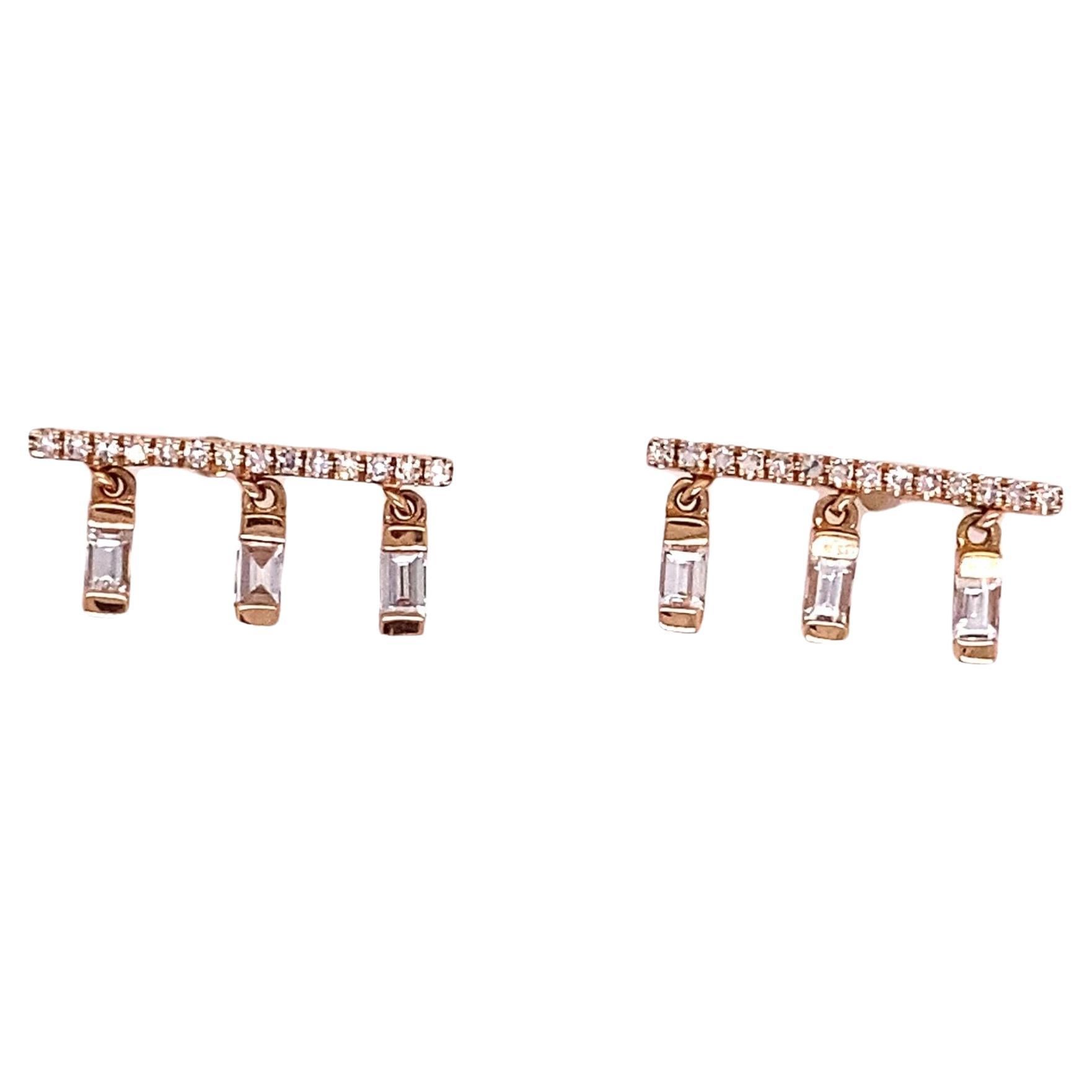 Boucles d'oreilles carillon en or rose 18ct avec diamant Shay de 0,58ct en vente