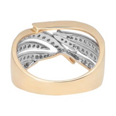 Anello da donna con diamanti taglio rotondo 0,58cttw Pave Set 14k Yellow Gold