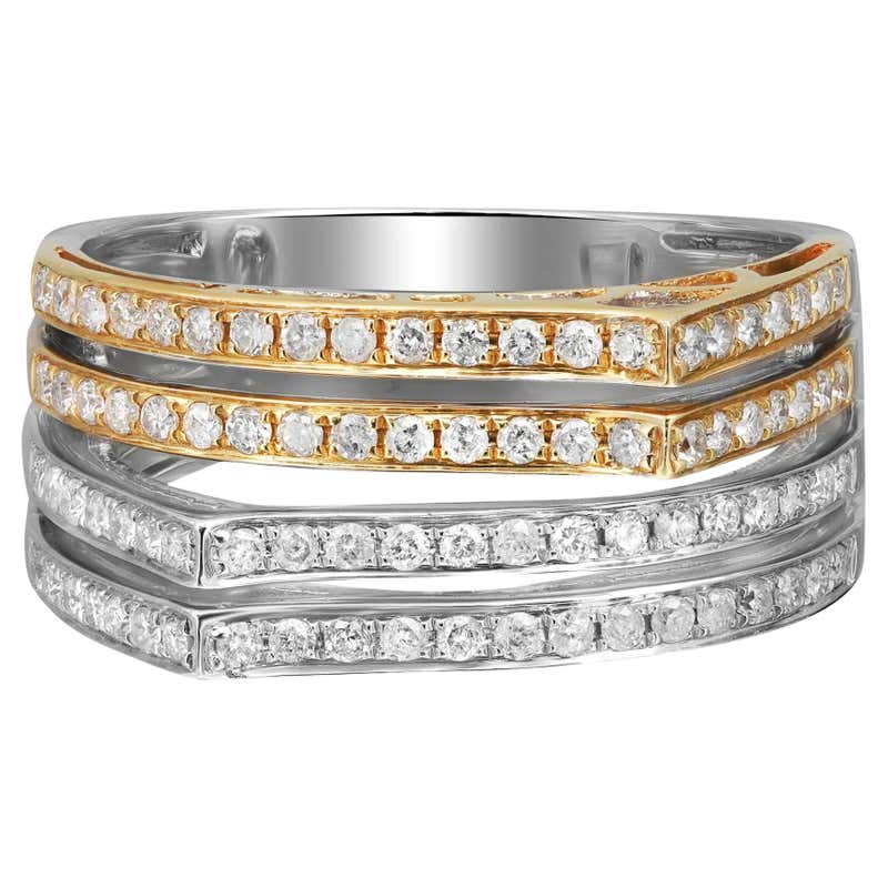 Customizable 14K White Gold 4.0 Cttw Diamond Multi Row Scatter Band ...