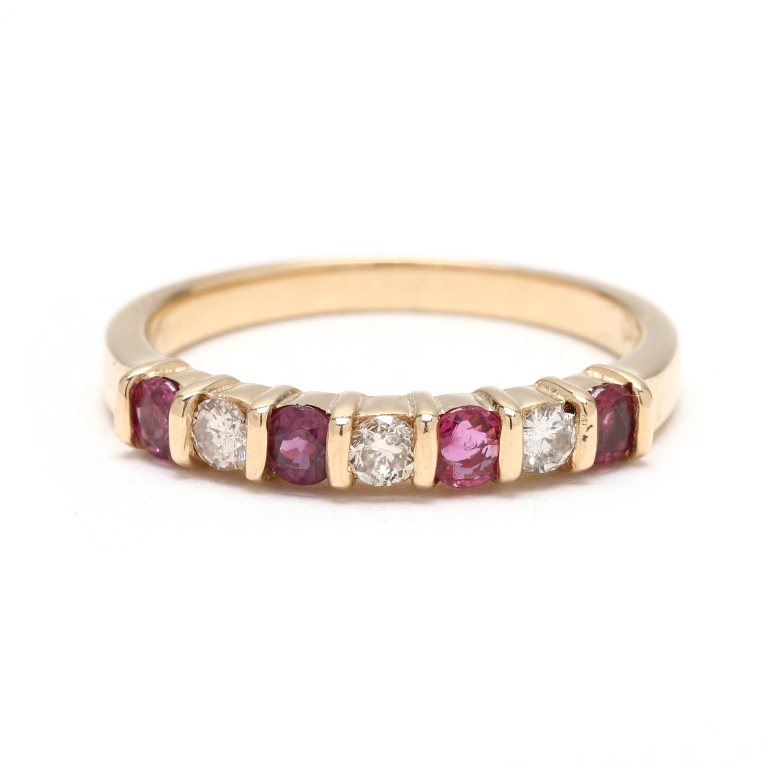 Bague en or jaune 14k avec diamant et rubis de 0.58ctw, taille 6.25