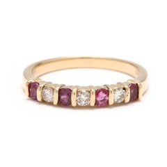 Bague en or jaune 14k avec diamant et rubis de 0.58ctw, taille 6.25