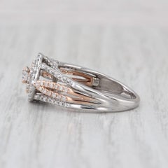 0.58ctw Diamond Halo Engagement Ring 14k White Rose Gold Size 7 Cathedral