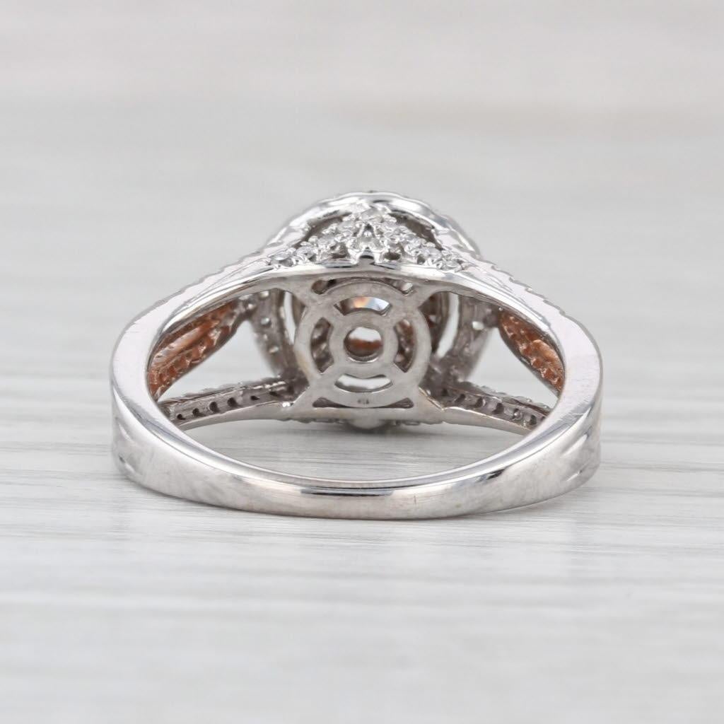 Taglio rotondo 0.58ctw Diamond Halo Engagement Ring 14k White Rose Gold Size 7 Cathedral in vendita