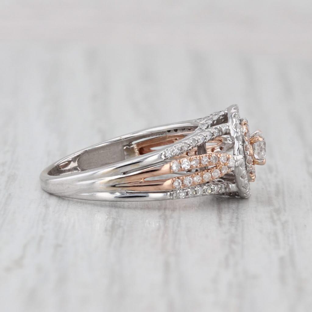 da uomo o donna 0.58ctw Diamond Halo Engagement Ring 14k White Rose Gold Size 7 Cathedral in vendita