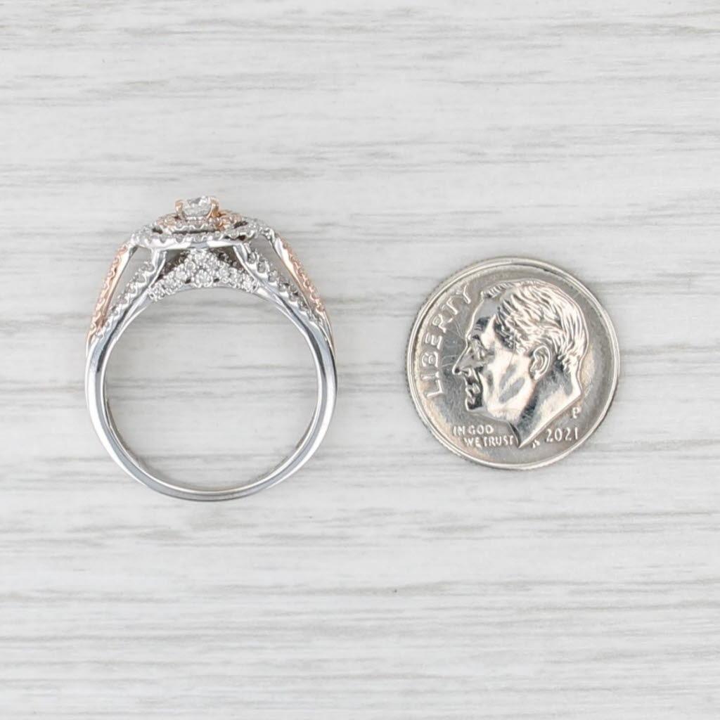 0.58ctw Diamond Halo Engagement Ring 14k White Rose Gold Size 7 Cathedral in vendita 2