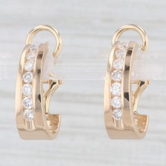 0.58ctw Diamond Journey J-Hook Earrings 14k Yellow Gold Omega Backs