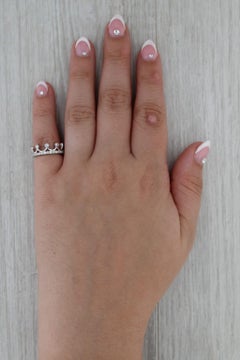 0.58ctw Eternity Diamond Crown Ring 14k White Gold Size 4.25 Stackable