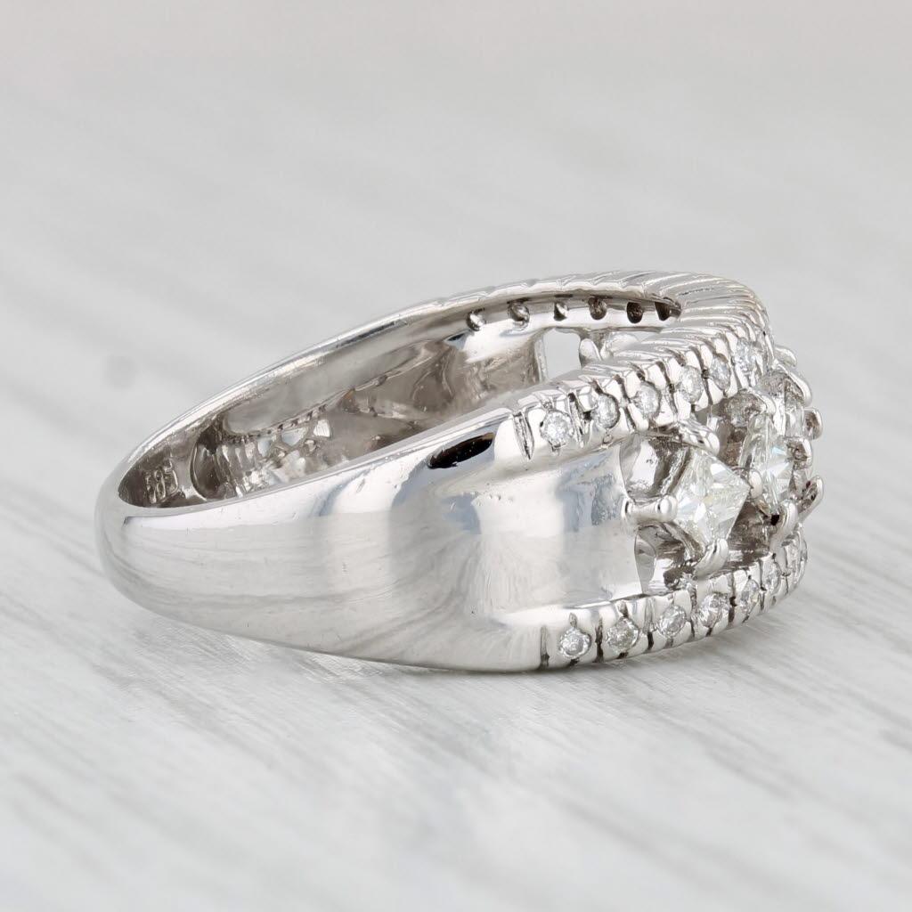 0,58ctw Prinzessin-Diamantring 14k Weißgold Größe 7,25 Band im Zustand „Gut“ im Angebot in McLeansville, NC